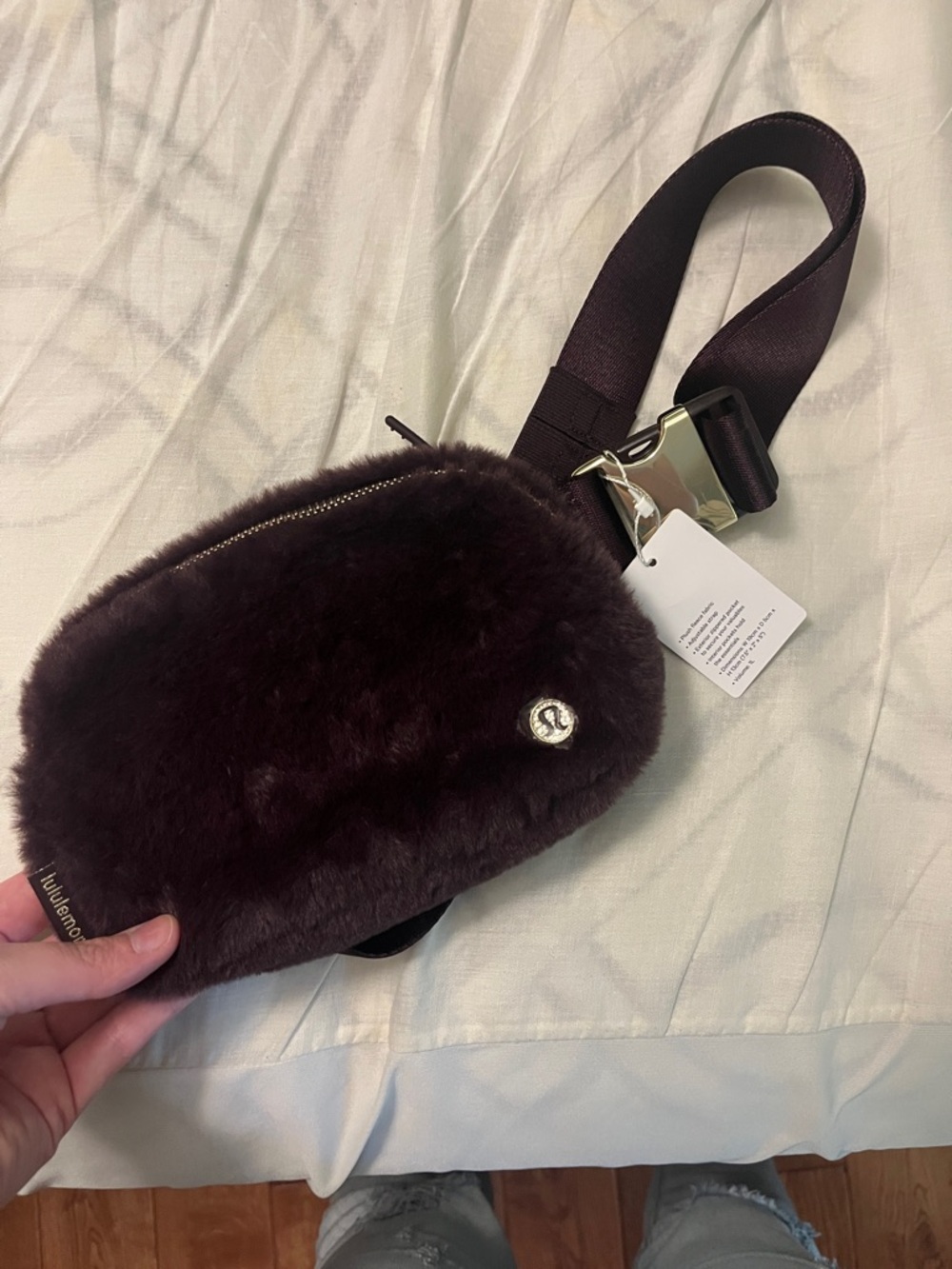 lululemon athletica Faux Fur Crossbody Belt Bag in Deep Plum